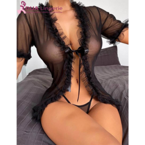 Babydoll Transparente avec string – Noir